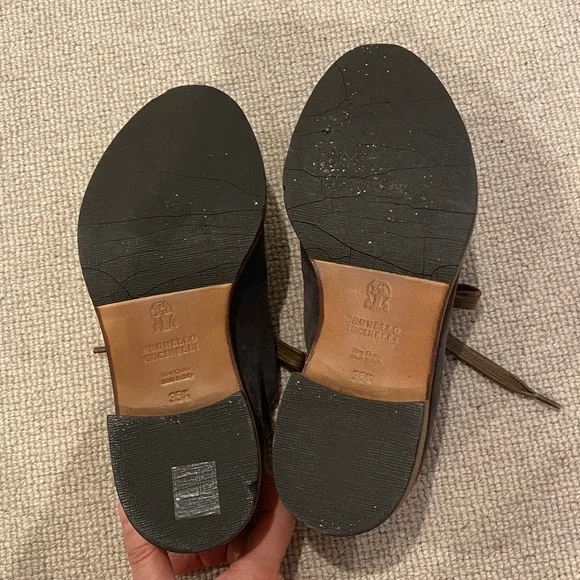 Brunello Cucinelli Dark Gray Suede Oxfords, sz 5.5 - Picture 8 of 11